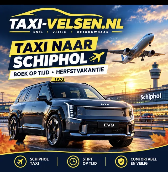 Taxi Velsen Kia EV9 bij Schiphol